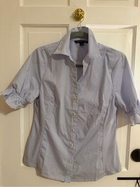 Zac & Rachel Blue Striped Flower Button-Down Shirt